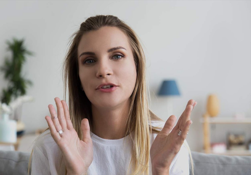 Woman giving a testimonial